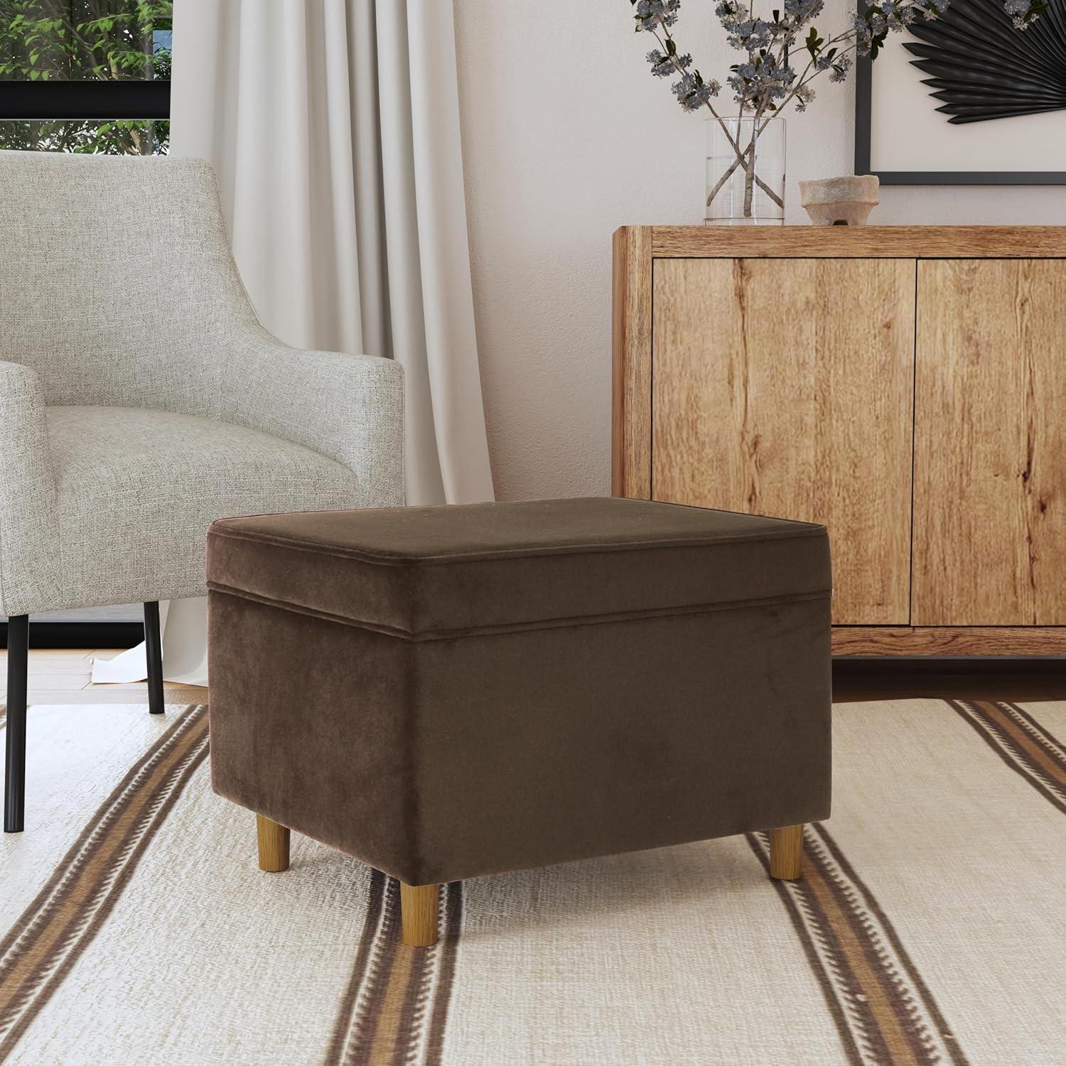 imageHomePop Dinah 24 Storage Ottoman Loden Green VelvetChocolate Brown Velvet