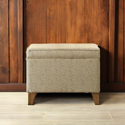 imageHomePop Dinah 24 Storage Ottoman Loden Green VelvetCream Woven
