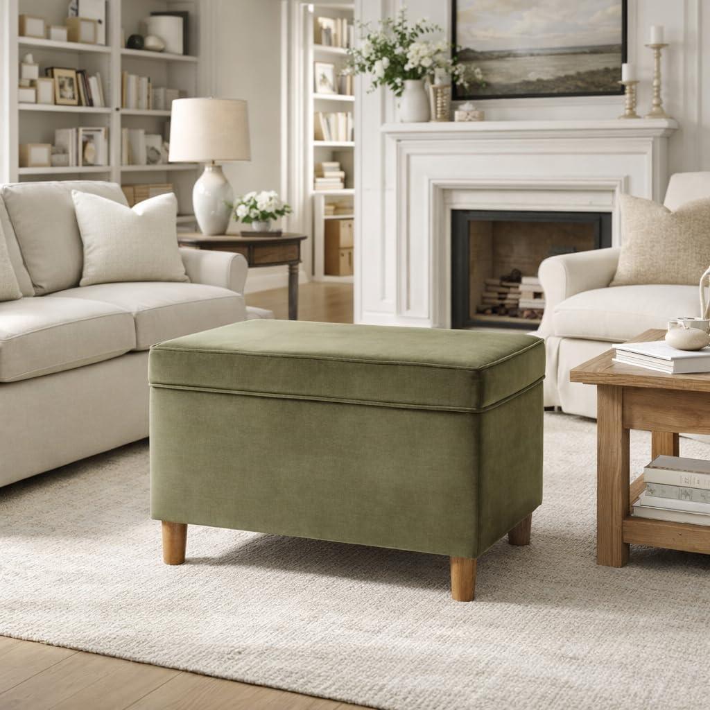 imageHomePop Dinah 24 Storage Ottoman Loden Green VelvetLight Sage Green Velvet