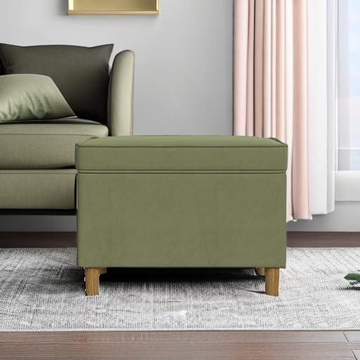 imageHomePop Dinah 24 Storage Ottoman Loden Green VelvetLight Sage Green Velvet