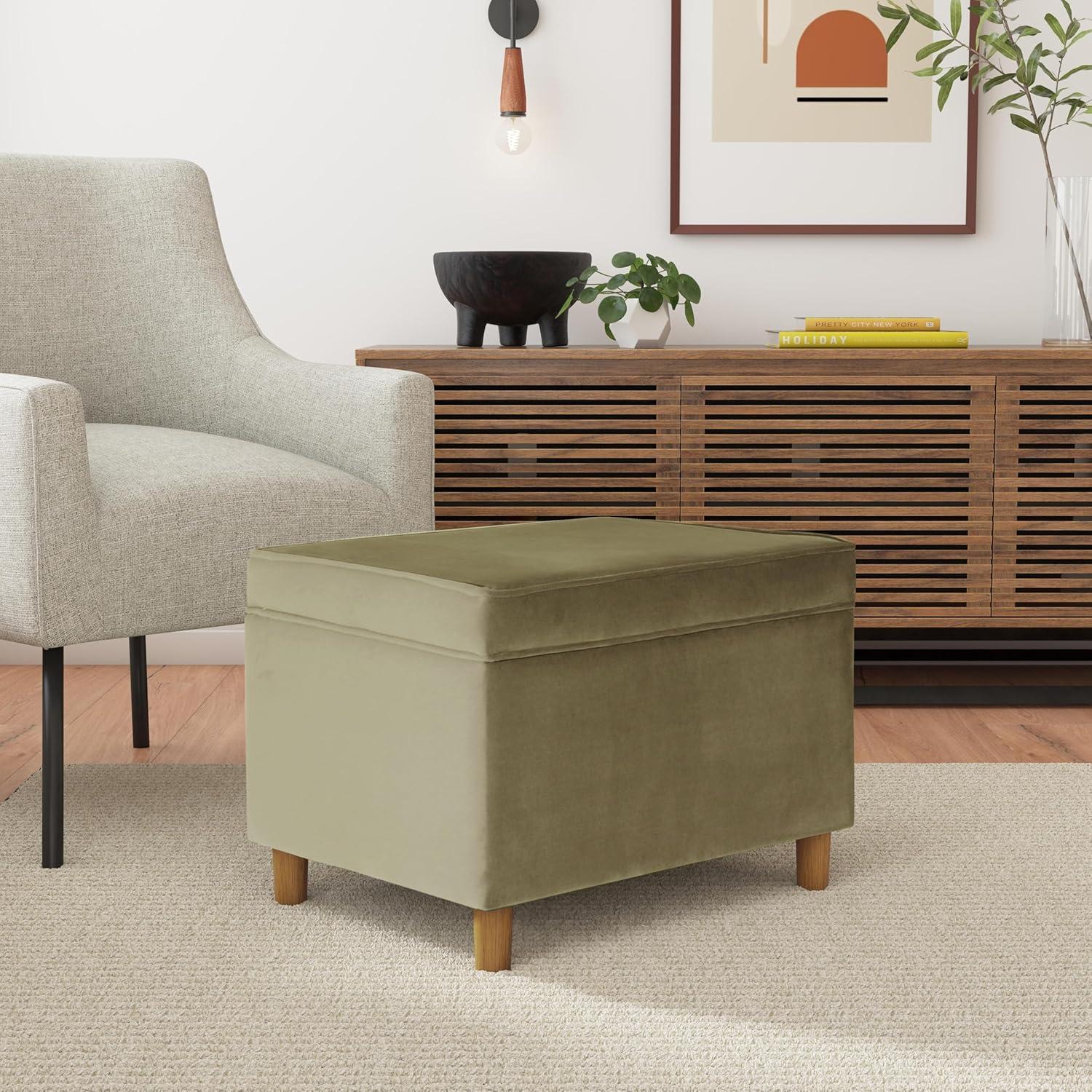 imageHomePop Dinah 24 Storage Ottoman Loden Green VelvetLight Sage Green Velvet