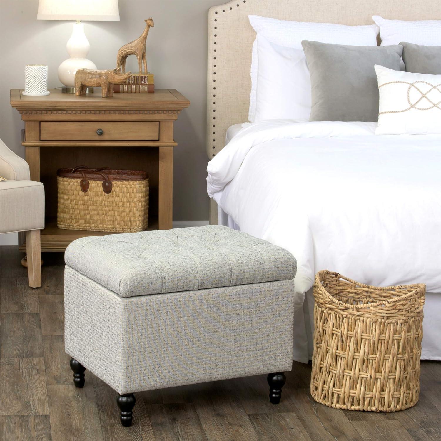 imageHomePop Dinah 24 Storage Ottoman Loden Green VelvetPewter Gray