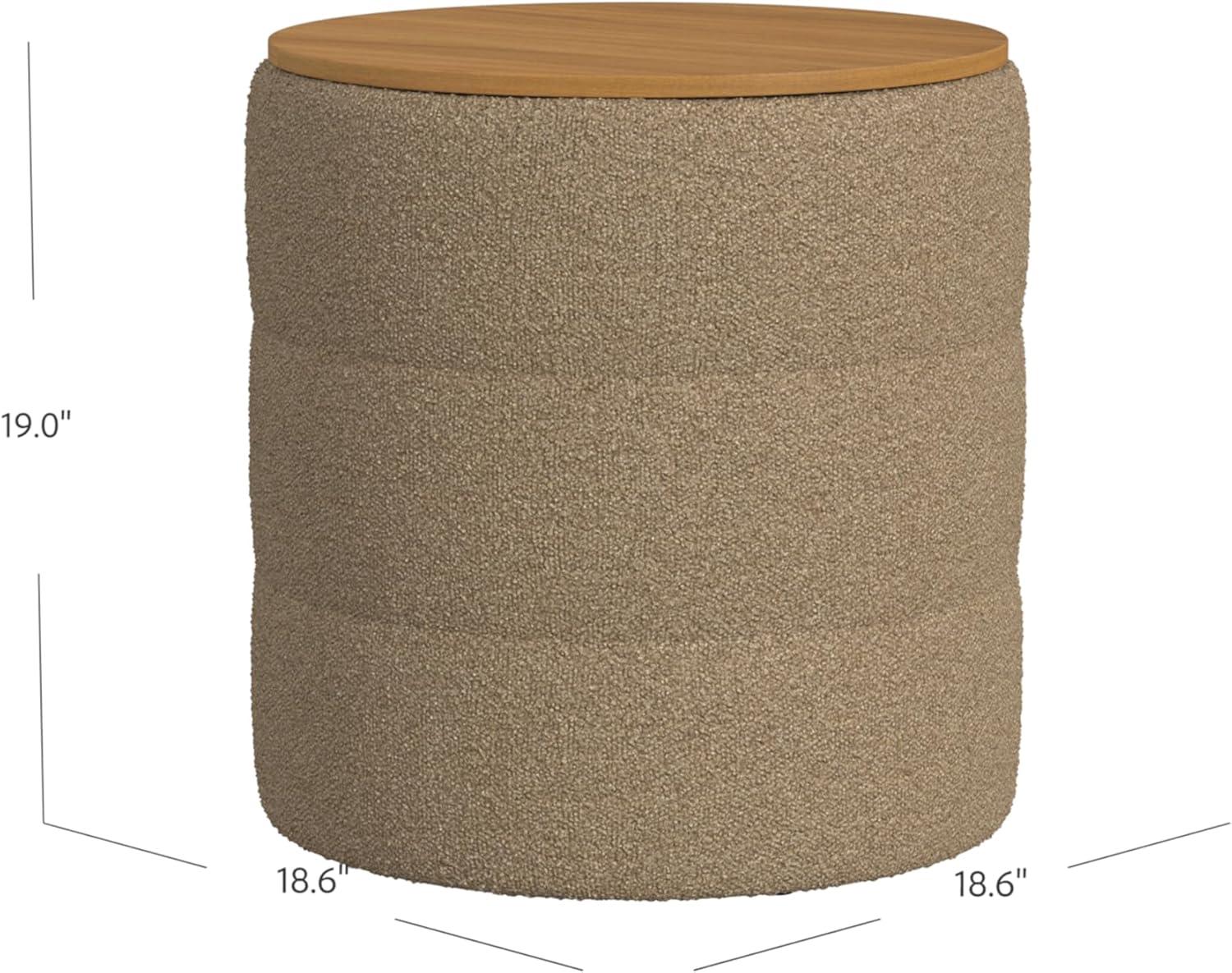 imageHomePop Channel Storage Ottoman with Wood Top Brown BoucleBrown Boucle