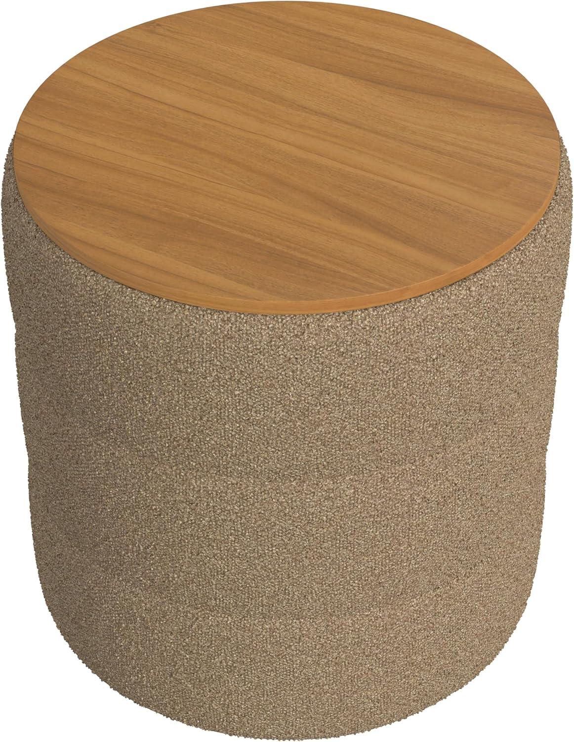 imageHomePop Channel Storage Ottoman with Wood Top Brown BoucleBrown Boucle