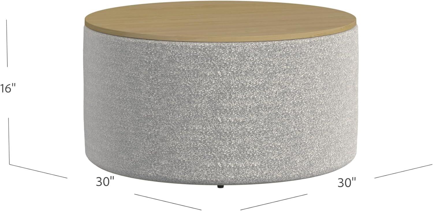imageHomePop Channel Storage Ottoman with Wood Top Brown BoucleGray Yarn