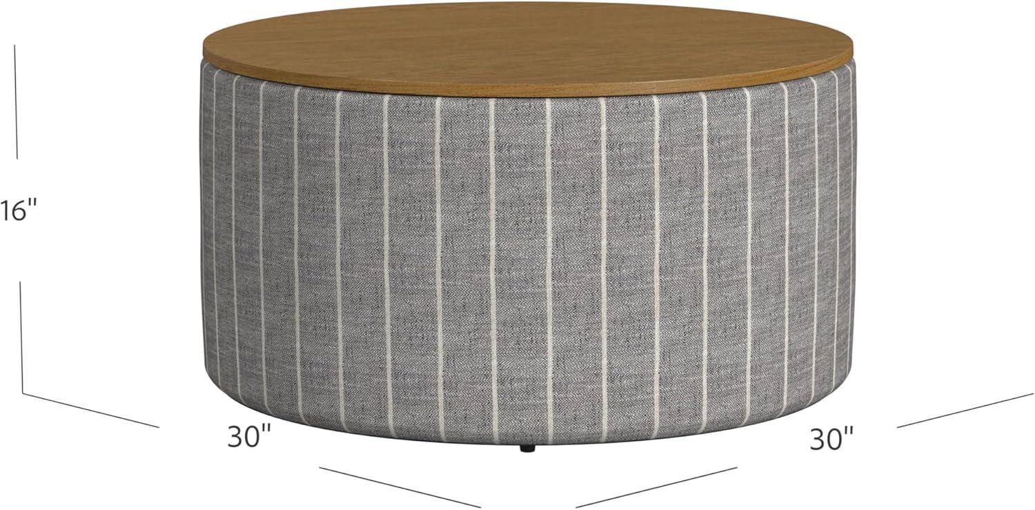 imageHomePop Channel Storage Ottoman with Wood Top Brown BoucleMidnight Gary Woven Stripe