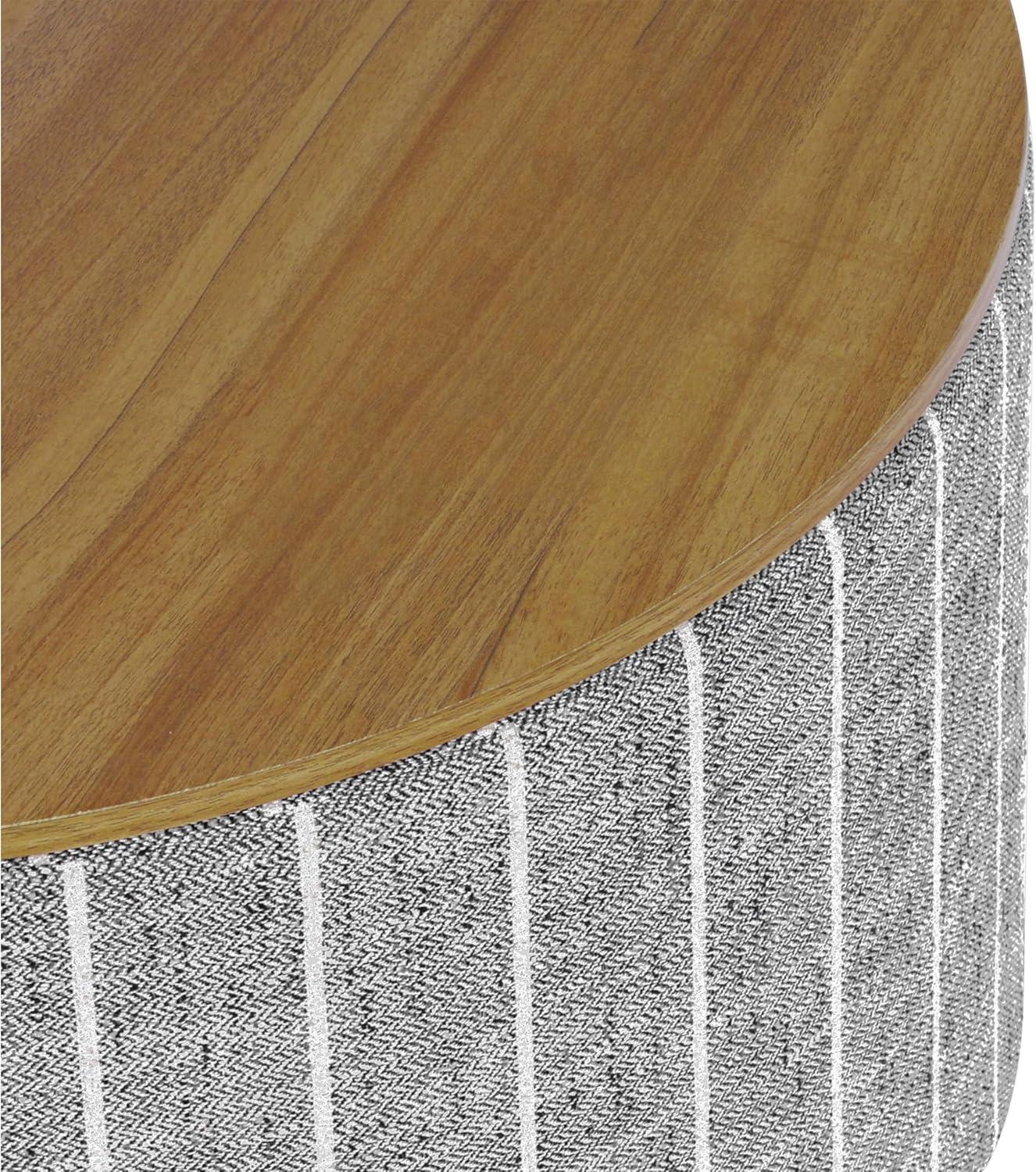 imageHomePop Channel Storage Ottoman with Wood Top Brown BoucleMidnight Gary Woven Stripe
