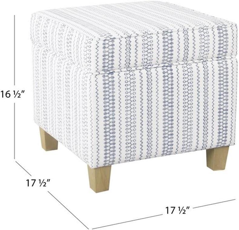 imageHomePop Home Decor K7342A873 Classic Square Storage Ottoman with Lift Off Lid Ottoman with Storage for Living Room amp Bedroom Light Grey Print LargeBlue