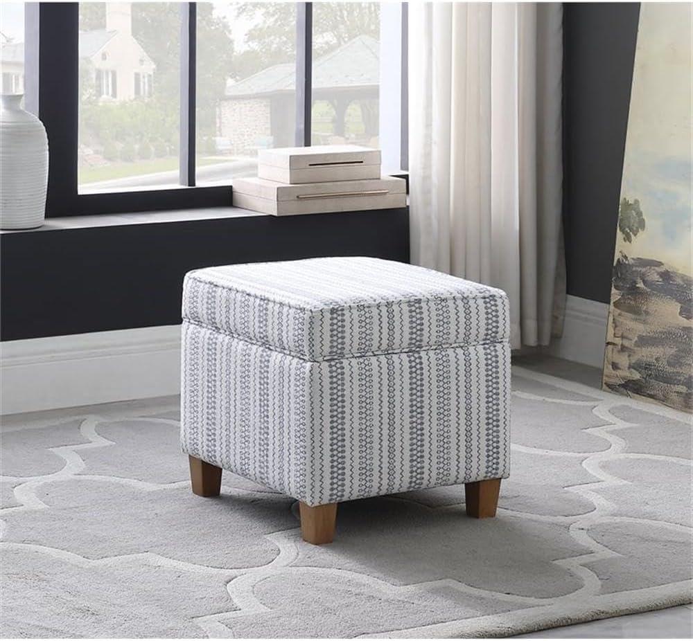 imageHomePop Home Decor K7342A873 Classic Square Storage Ottoman with Lift Off Lid Ottoman with Storage for Living Room amp Bedroom Light Grey Print LargeBlue