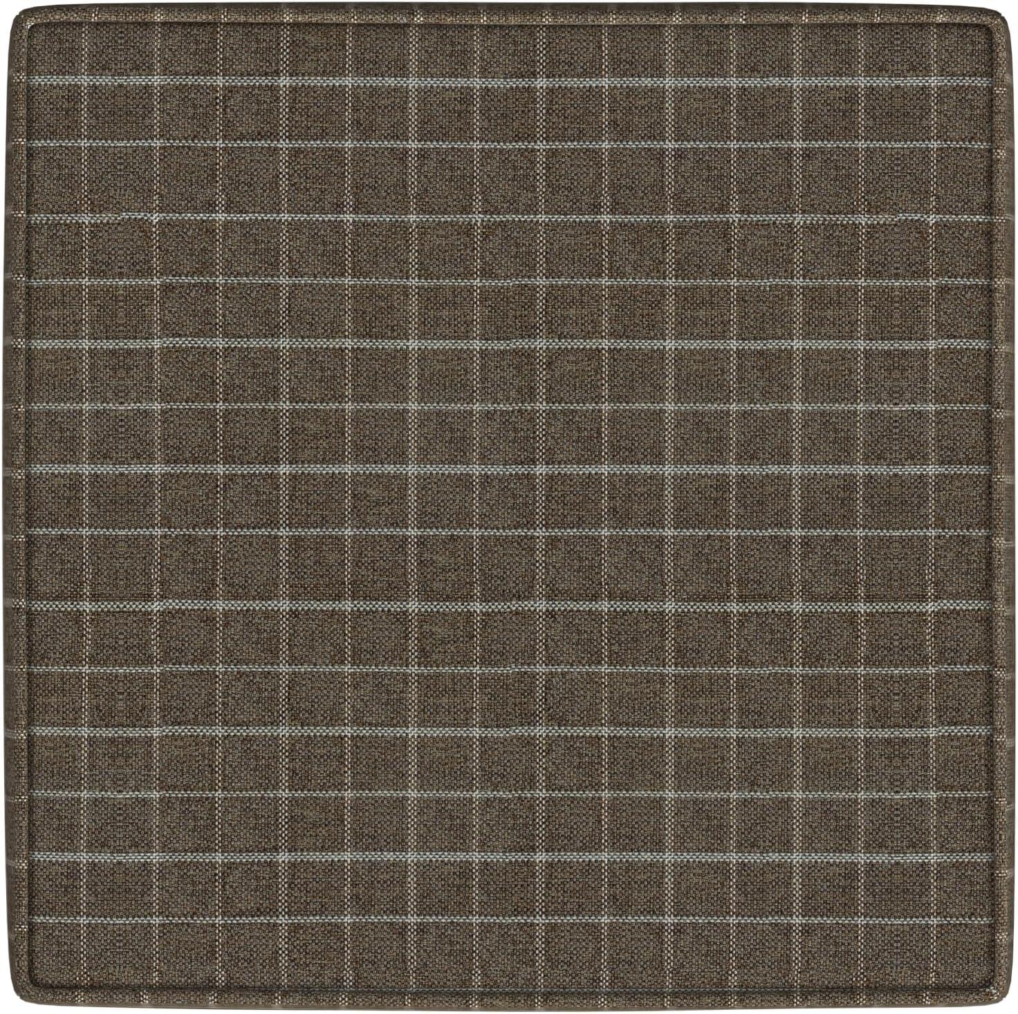 imageHomePop Home Decor K7342F2262 Classic Square Storage Ottoman with Lift Off Lid Ottoman with Storage for Living Room amp Bedroom Black Plaid LargeBrown Window Pane Fabric