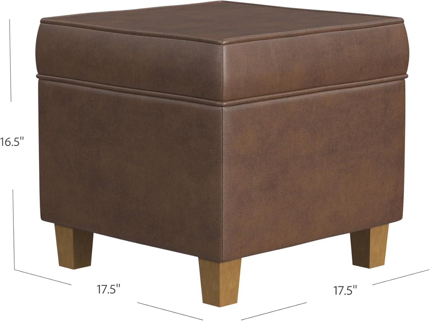 imageHomePop Home Decor K7342F2262 Classic Square Storage Ottoman with Lift Off Lid Ottoman with Storage for Living Room amp Bedroom Black Plaid LargeBrown Faux Leather