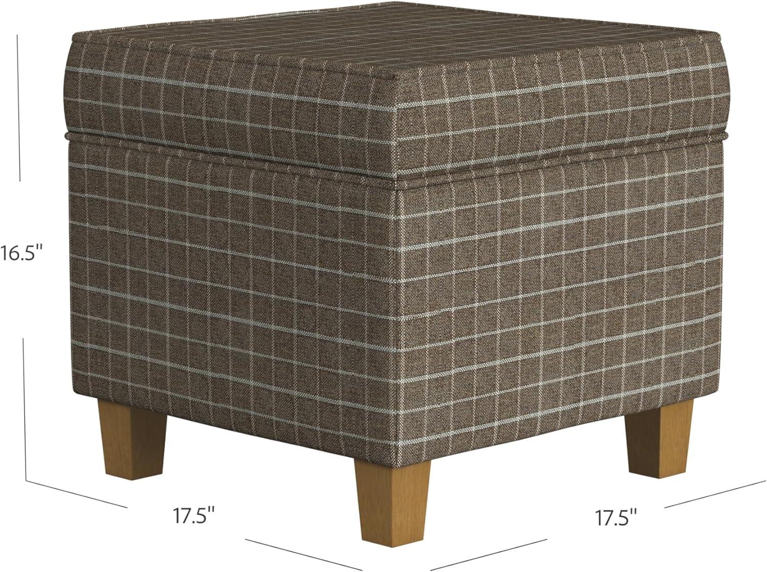 imageHomePop Home Decor K7342F2262 Classic Square Storage Ottoman with Lift Off Lid Ottoman with Storage for Living Room amp Bedroom Black Plaid LargeBrown Window Pane Fabric