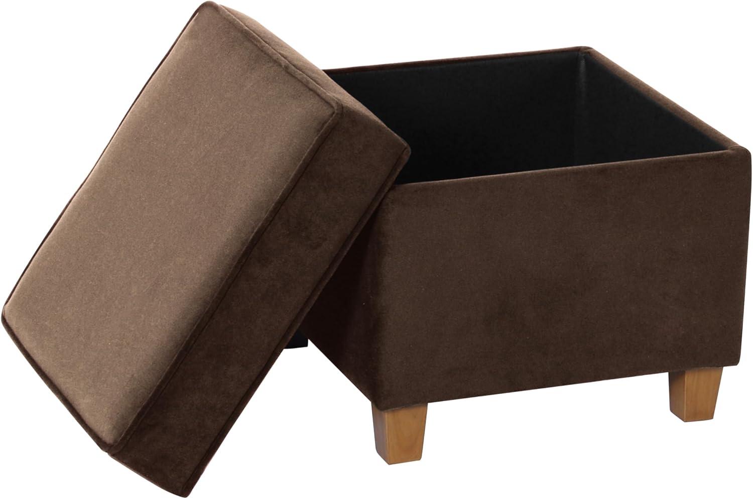 imageHomePop Home Decor K7342F2262 Classic Square Storage Ottoman with Lift Off Lid Ottoman with Storage for Living Room amp Bedroom Black Plaid LargeChocolate Brown Velvet