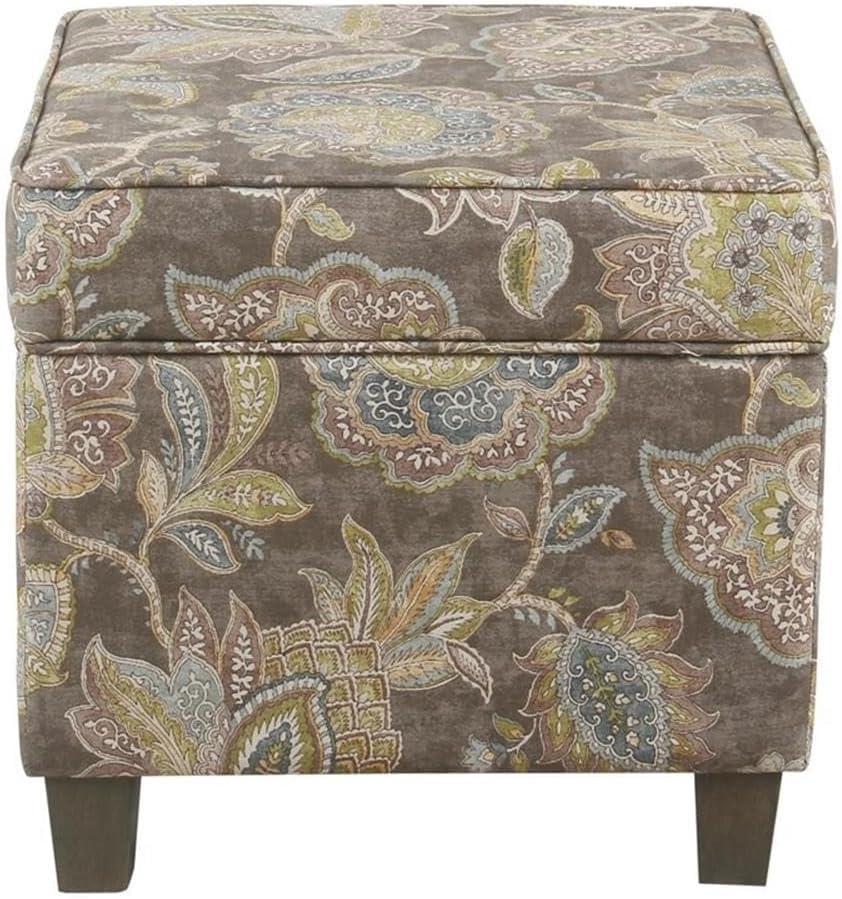 imageHomePop Home Decor K7342F2262 Classic Square Storage Ottoman with Lift Off Lid Ottoman with Storage for Living Room amp Bedroom Black Plaid LargeGray Floral