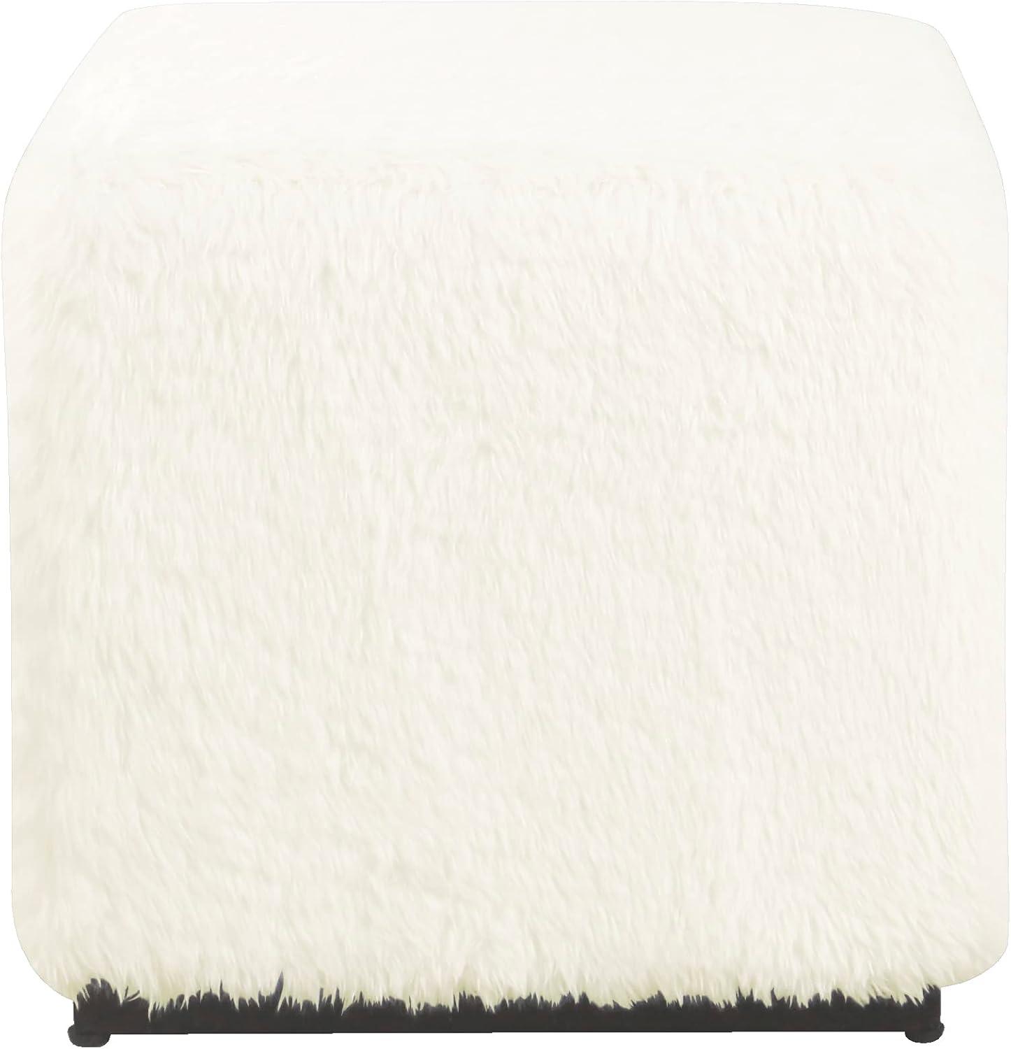 imageHomePop Home Decor K7342F2262 Classic Square Storage Ottoman with Lift Off Lid Ottoman with Storage for Living Room amp Bedroom Black Plaid LargeWhite Faux Fur