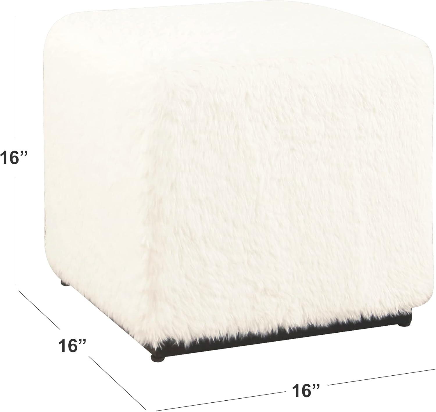 imageHomePop Home Decor K7342F2262 Classic Square Storage Ottoman with Lift Off Lid Ottoman with Storage for Living Room amp Bedroom Black Plaid LargeWhite Faux Fur