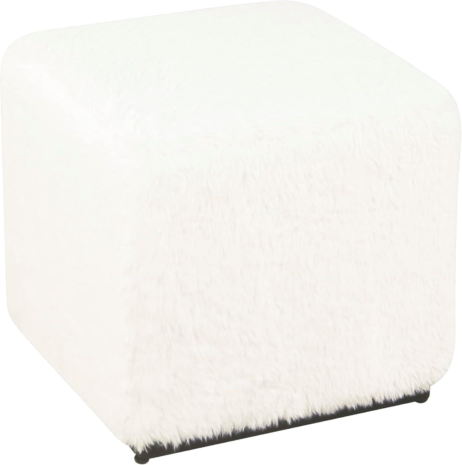 imageHomePop Home Decor K7342F2262 Classic Square Storage Ottoman with Lift Off Lid Ottoman with Storage for Living Room amp Bedroom Black Plaid LargeWhite Faux Fur