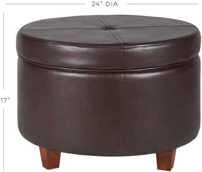 imageHomePop Large Velvet Storage Ottoman NavyBrown Faux Leather