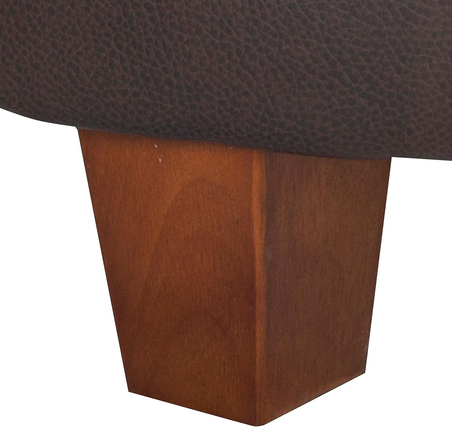 imageHomePop Large Velvet Storage Ottoman NavyBrown Faux Leather
