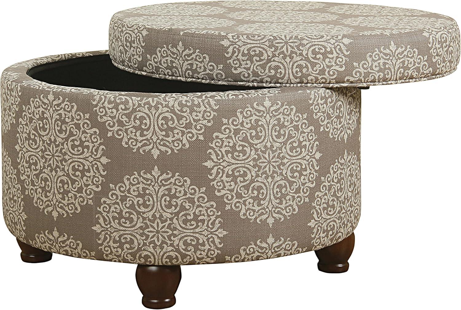imageHomePop Large Velvet Storage Ottoman NavyBrown Medallion