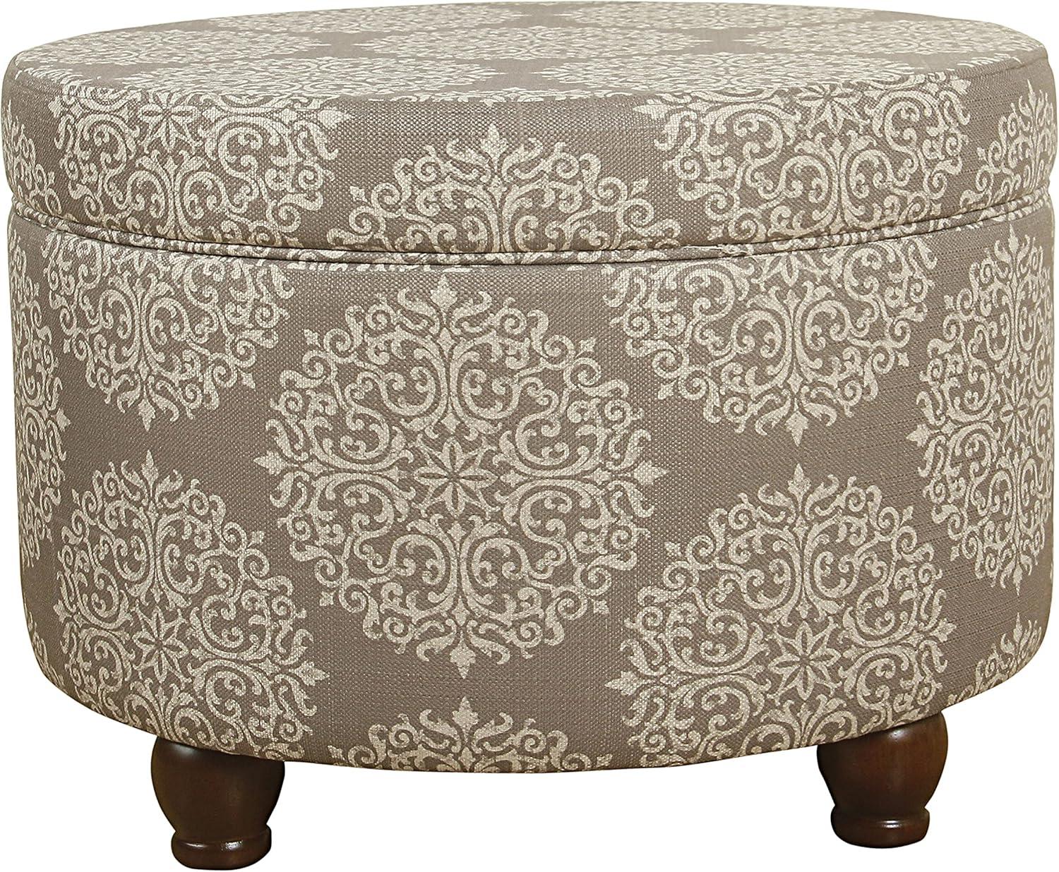 imageHomePop Large Velvet Storage Ottoman NavyBrown Medallion