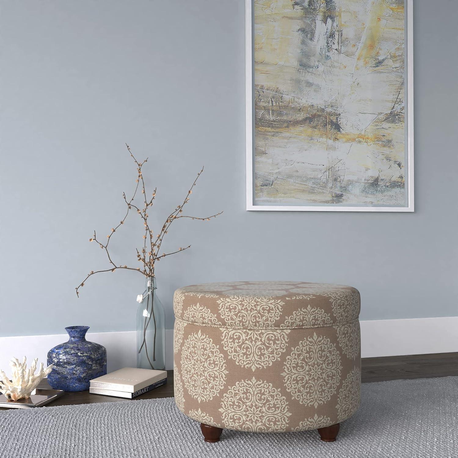 imageHomePop Large Velvet Storage Ottoman NavyBrown Medallion
