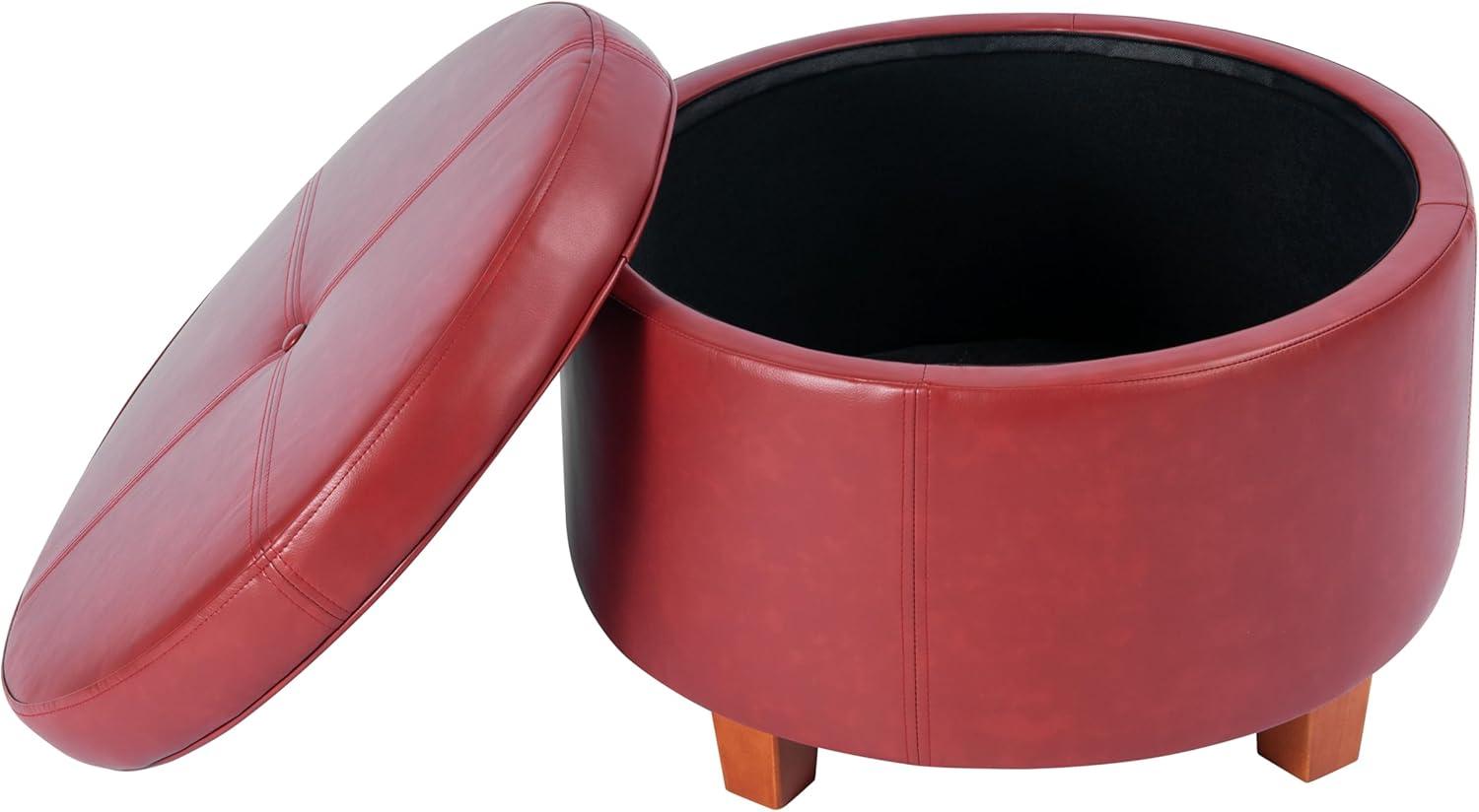 imageHomePop Large Velvet Storage Ottoman NavyCinnamon Red