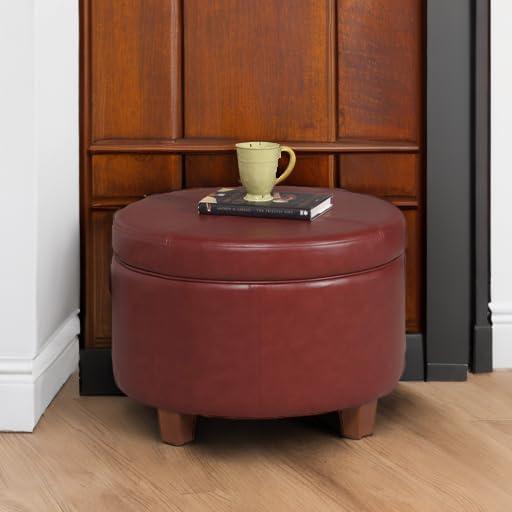 imageHomePop Large Velvet Storage Ottoman NavyCinnamon Red