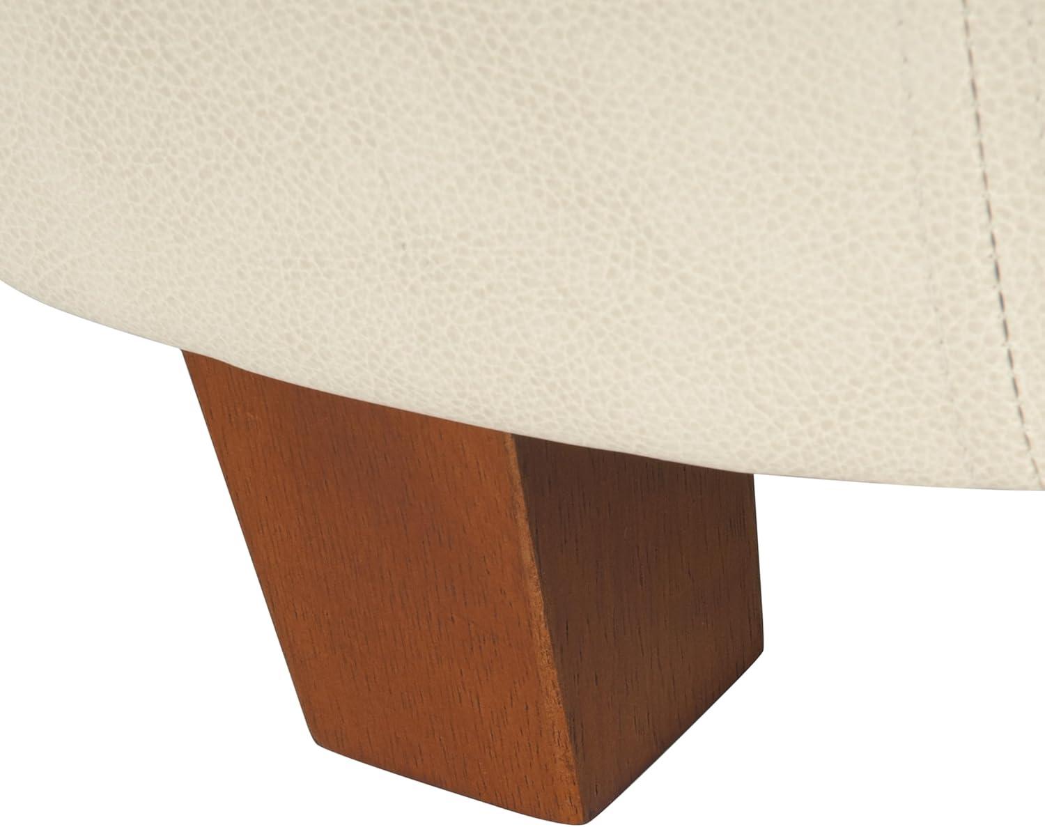 imageHomePop Large Velvet Storage Ottoman NavyCream Faux Leather