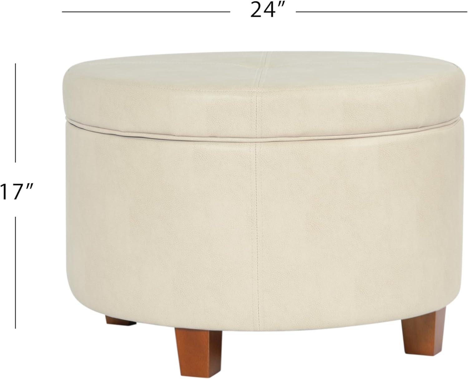 imageHomePop Large Velvet Storage Ottoman NavyCream Faux Leather