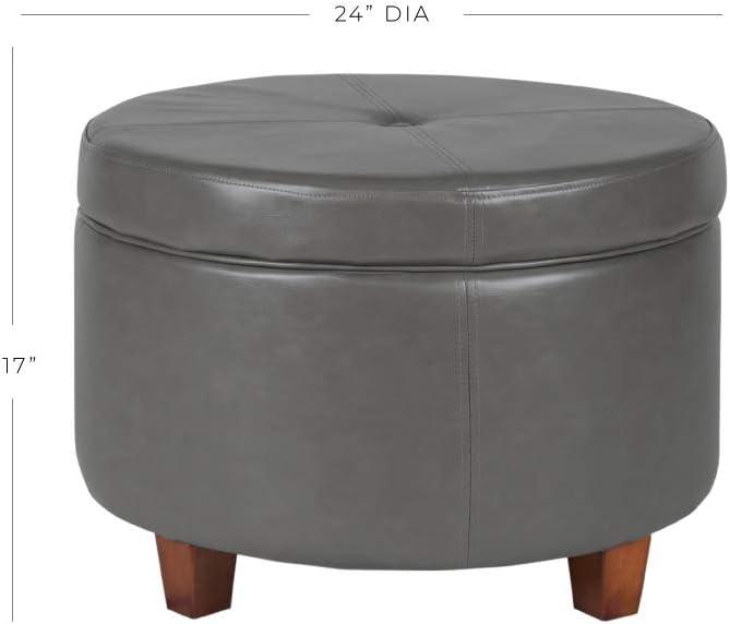 imageHomePop Large Velvet Storage Ottoman NavyGray Faux Leather
