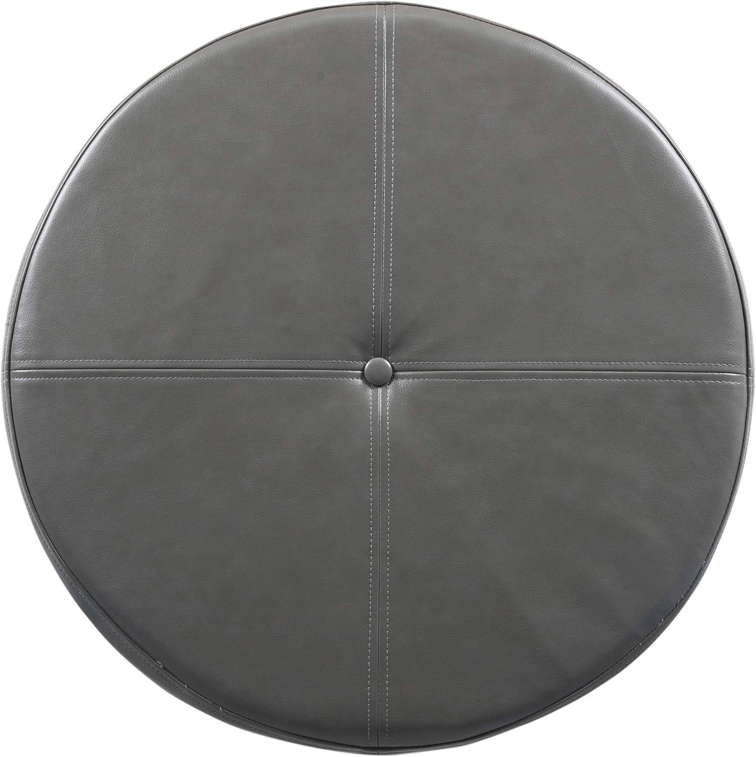 imageHomePop Large Velvet Storage Ottoman NavyGray Faux Leather