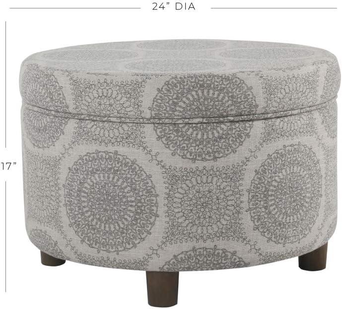 imageHomePop Large Velvet Storage Ottoman NavyGrey Medallion