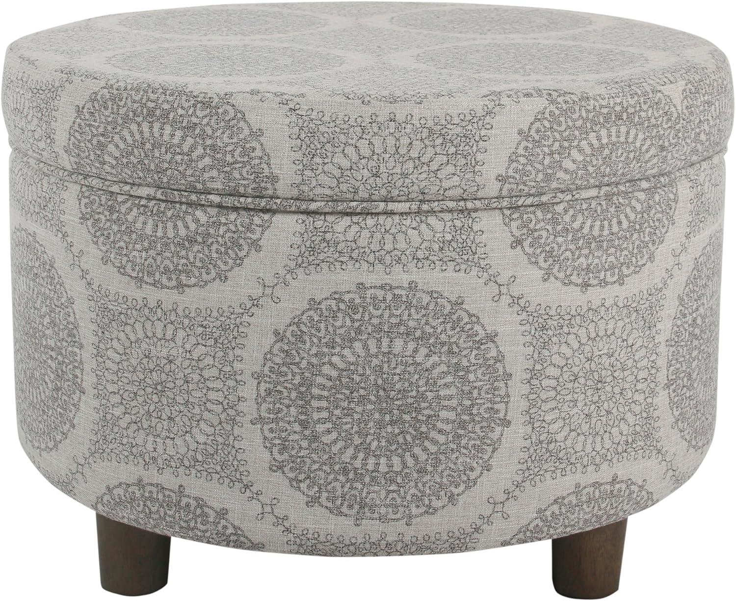 imageHomePop Large Velvet Storage Ottoman NavyGrey Medallion