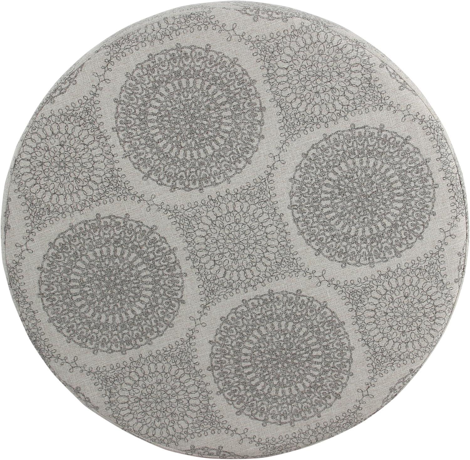 imageHomePop Large Velvet Storage Ottoman NavyGrey Medallion