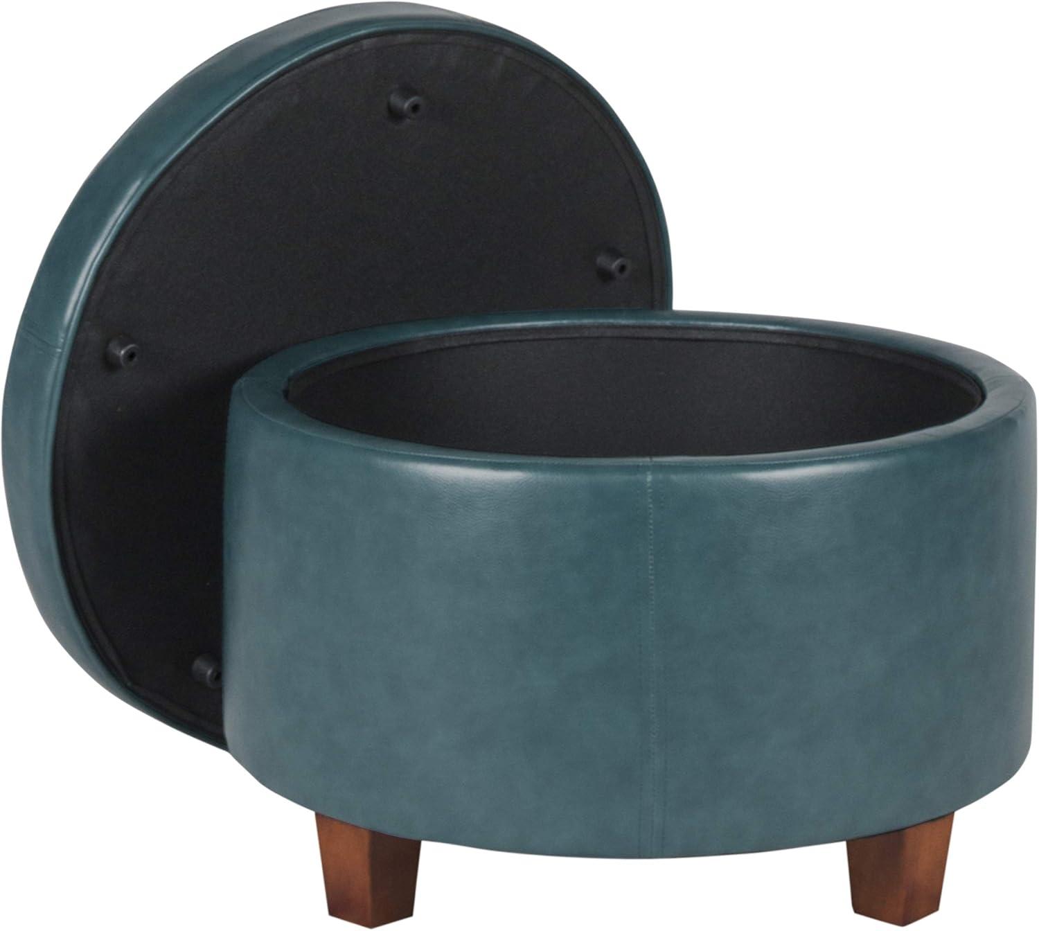imageHomePop Large Velvet Storage Ottoman NavyTeal Faux Leather