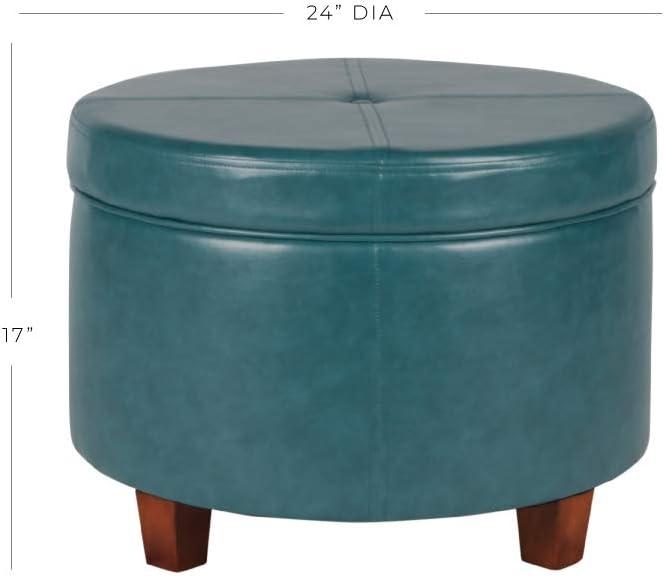 imageHomePop Large Velvet Storage Ottoman NavyTeal Faux Leather