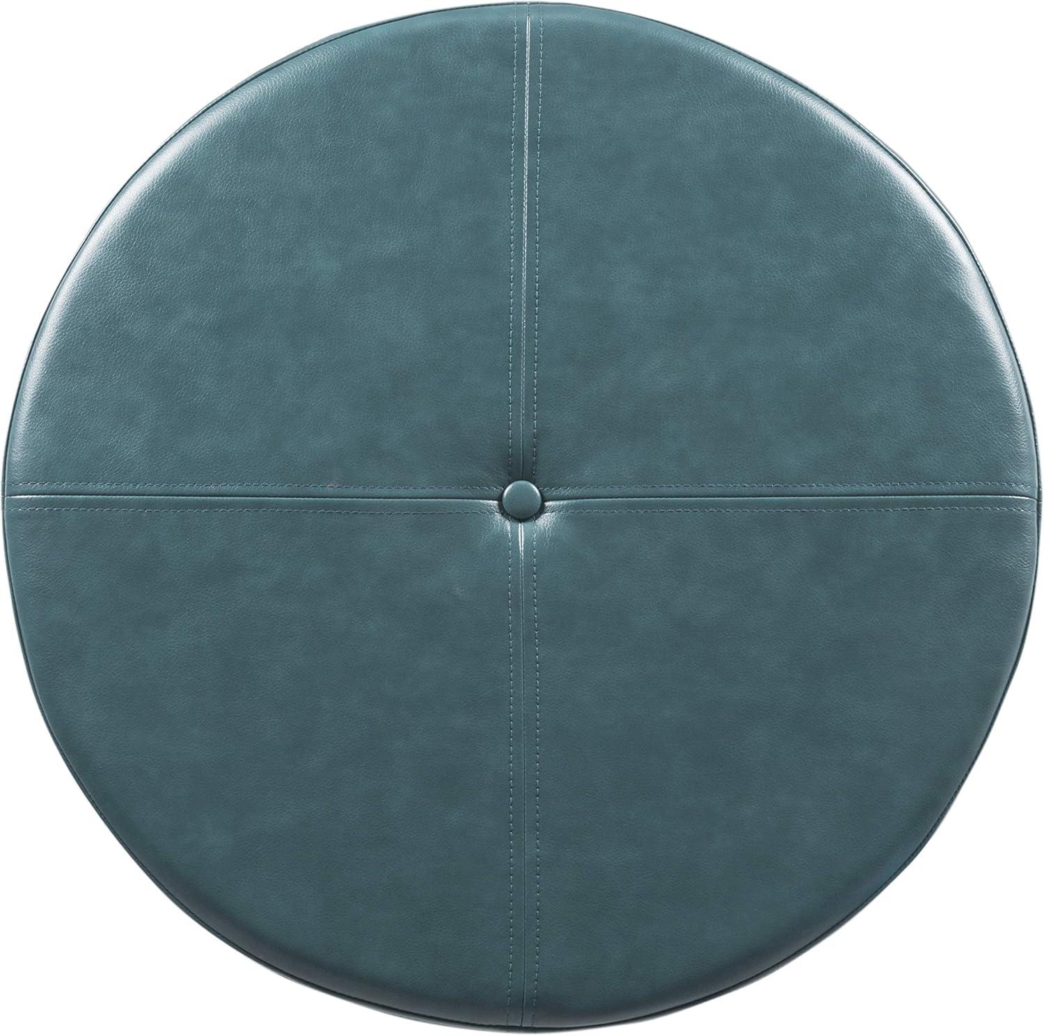 imageHomePop Large Velvet Storage Ottoman NavyTeal Faux Leather