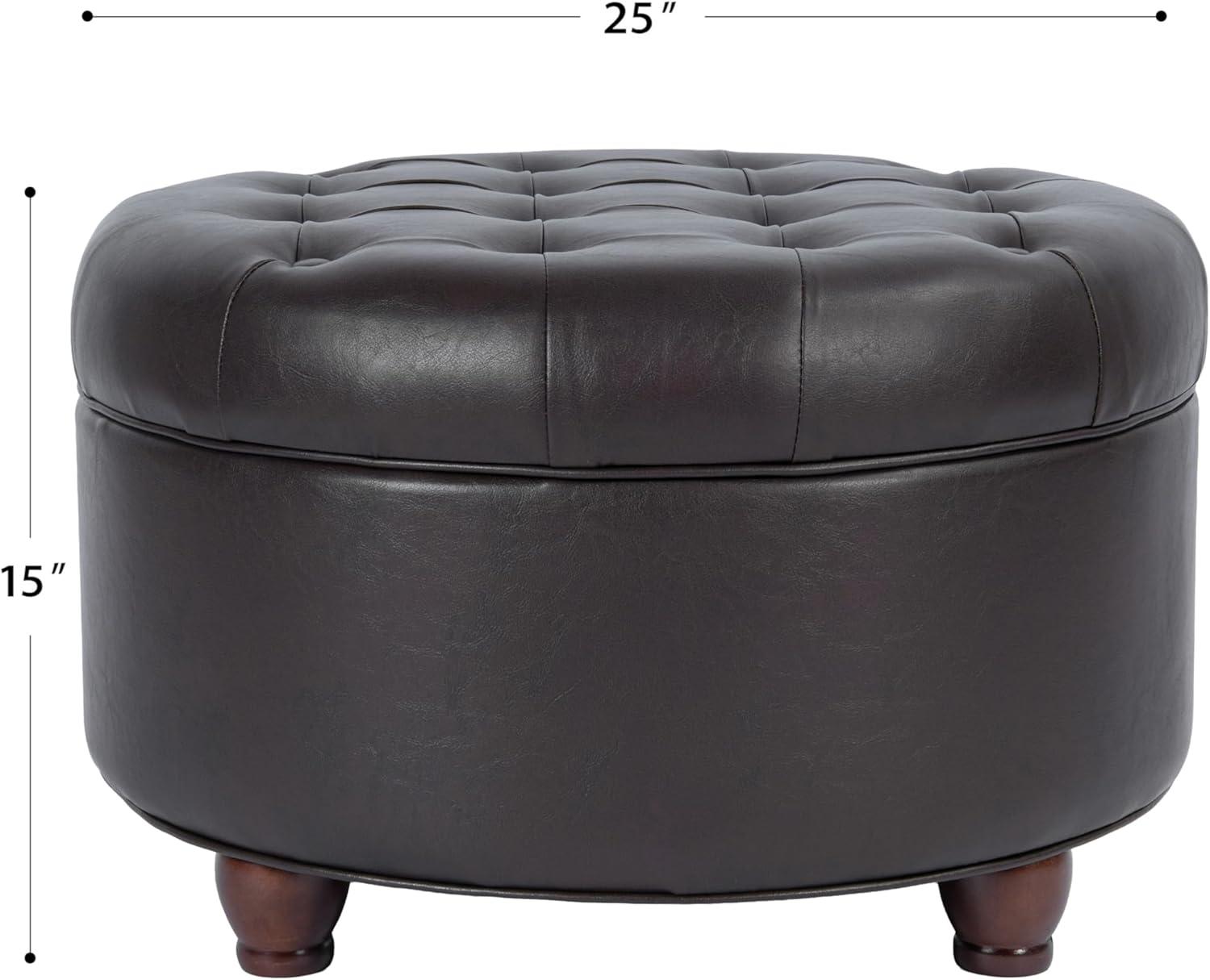imageHomepop Home Decor Button Tufted Velvet Round Storage Ottoman Ottoman with Storage for Living Room amp Bedroom Chocolate Brown VelvetBrown