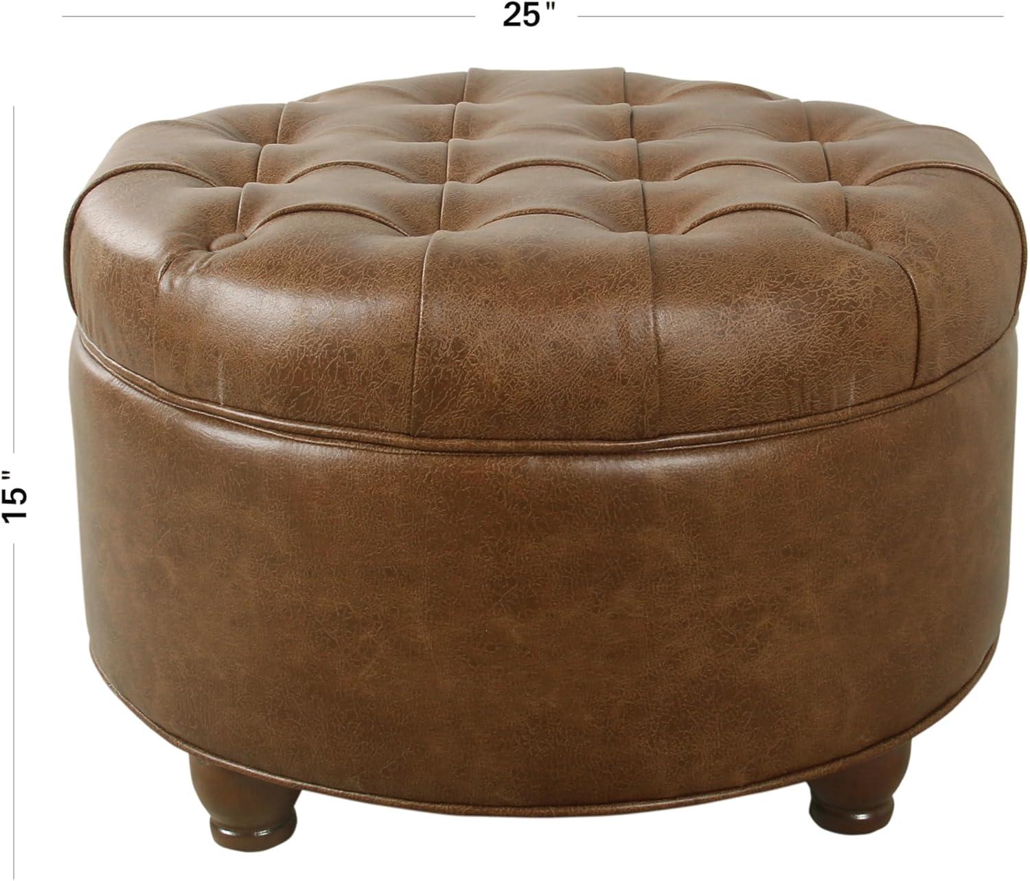 imageHomepop Home Decor Button Tufted Velvet Round Storage Ottoman Ottoman with Storage for Living Room amp Bedroom Chocolate Brown VelvetLight Brown