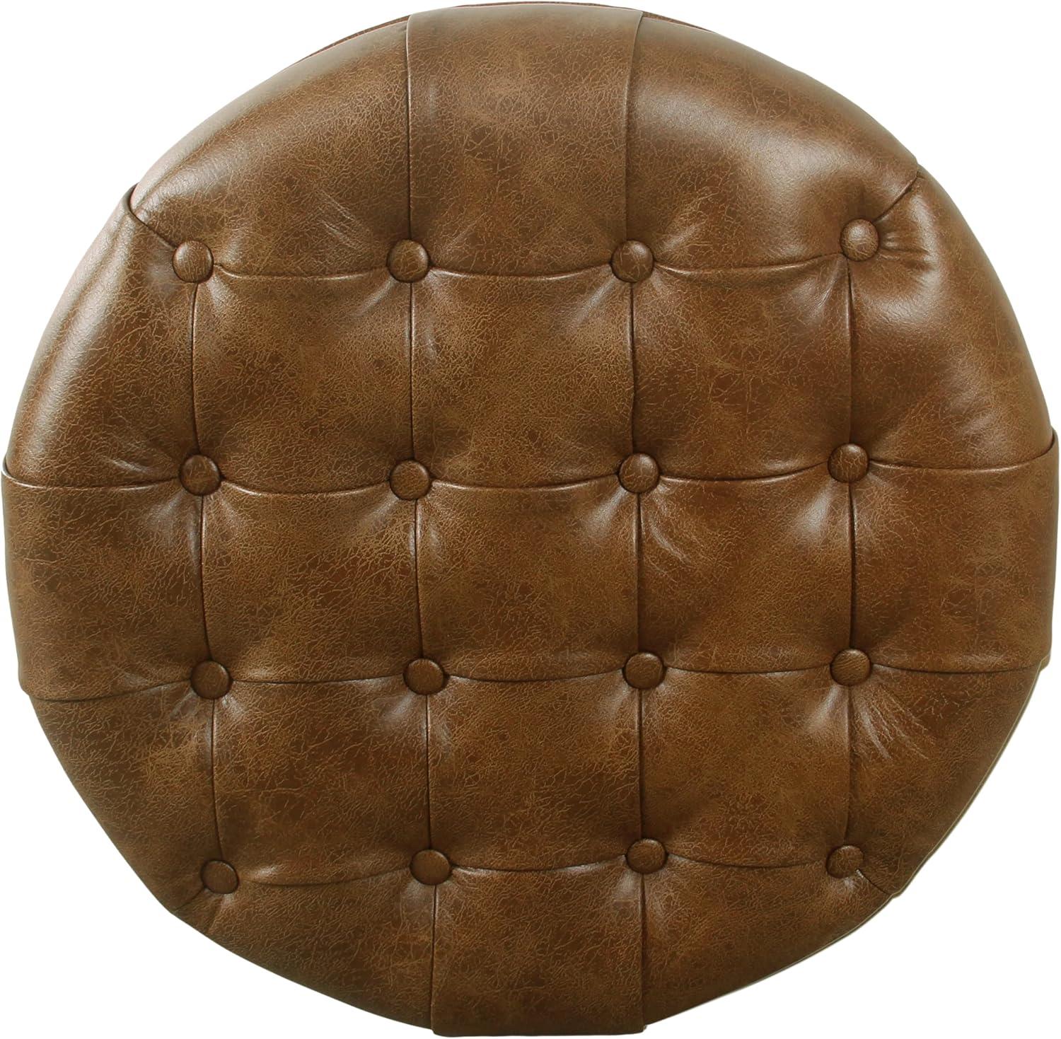 imageHomepop Home Decor Button Tufted Velvet Round Storage Ottoman Ottoman with Storage for Living Room amp Bedroom Chocolate Brown VelvetLight Brown