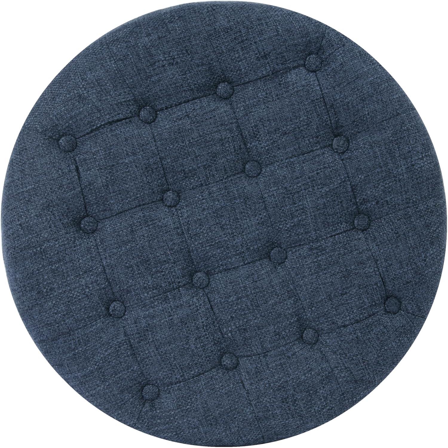imageHomepop Home Decor Button Tufted Velvet Round Storage Ottoman Ottoman with Storage for Living Room amp Bedroom Chocolate Brown VelvetNavy