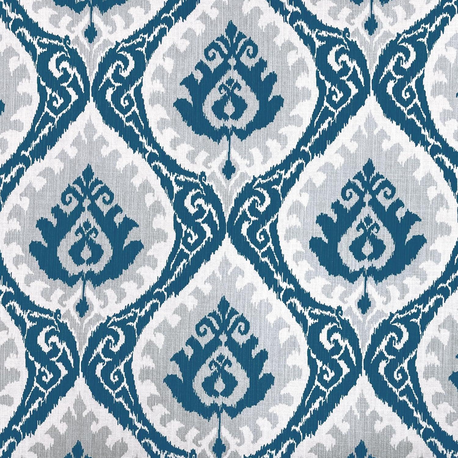 imageHomepop Home Decor Medium Square Storage Ottoman with Hinged Lid Ottoman with Storage for Living Room amp Bedroom TealBlue Ikat Medallion Print