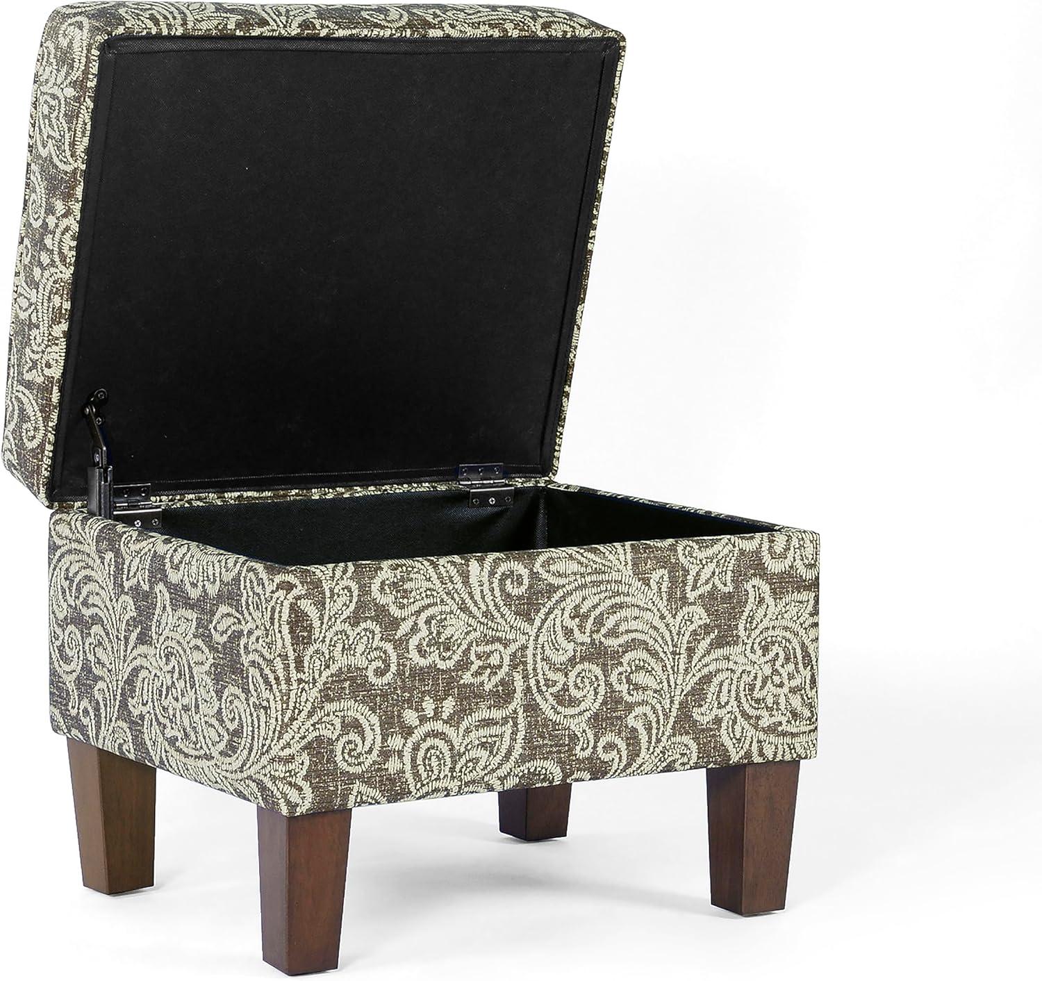 imageHomepop Home Decor Upholstered MediumRectangular Storage Ottoman Hinged Lid Ottoman with Storage for Living Room amp Bedroom Tan LinenBrown Jacobean Print