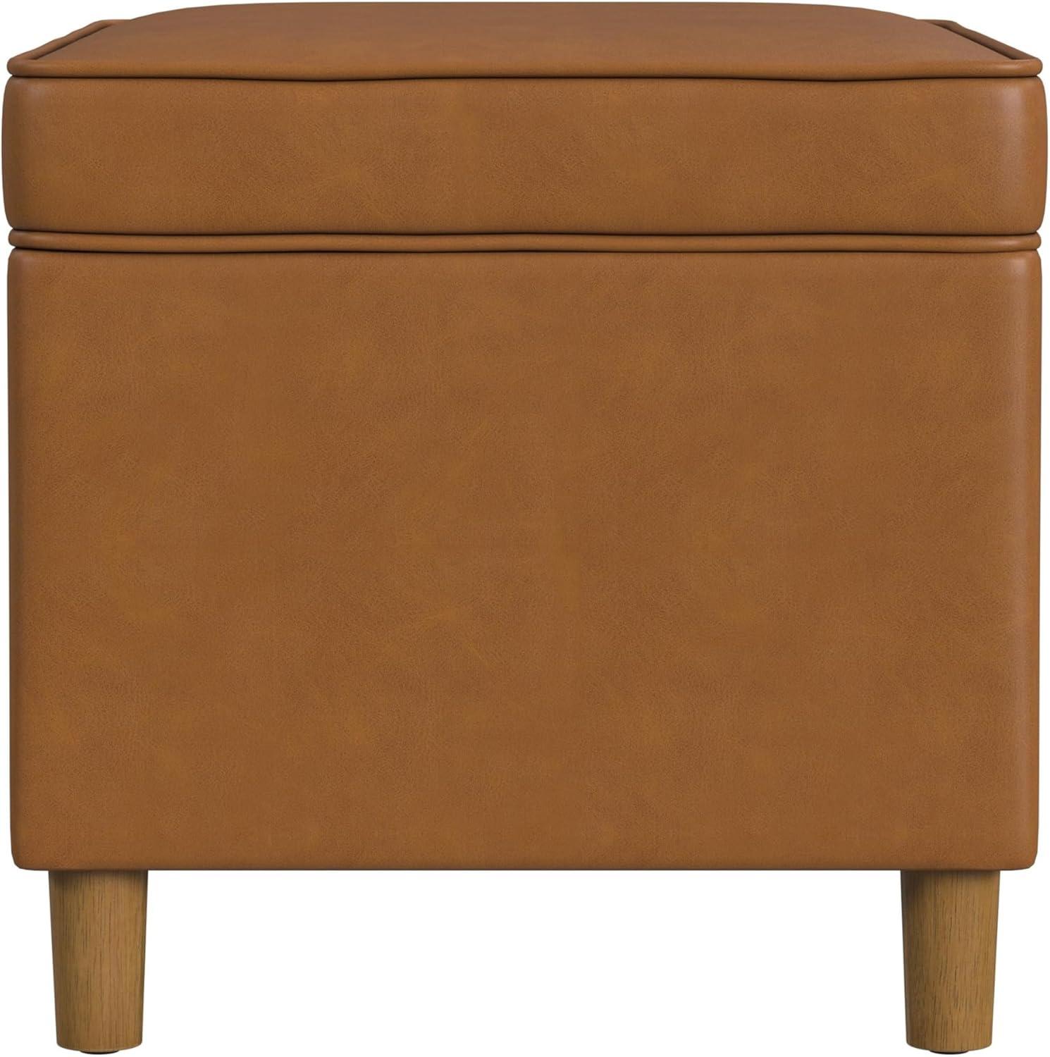imageHomepop Home Decor Upholstered MediumRectangular Storage Ottoman Hinged Lid Ottoman with Storage for Living Room amp Bedroom Tan LinenCarmel Faux Leather