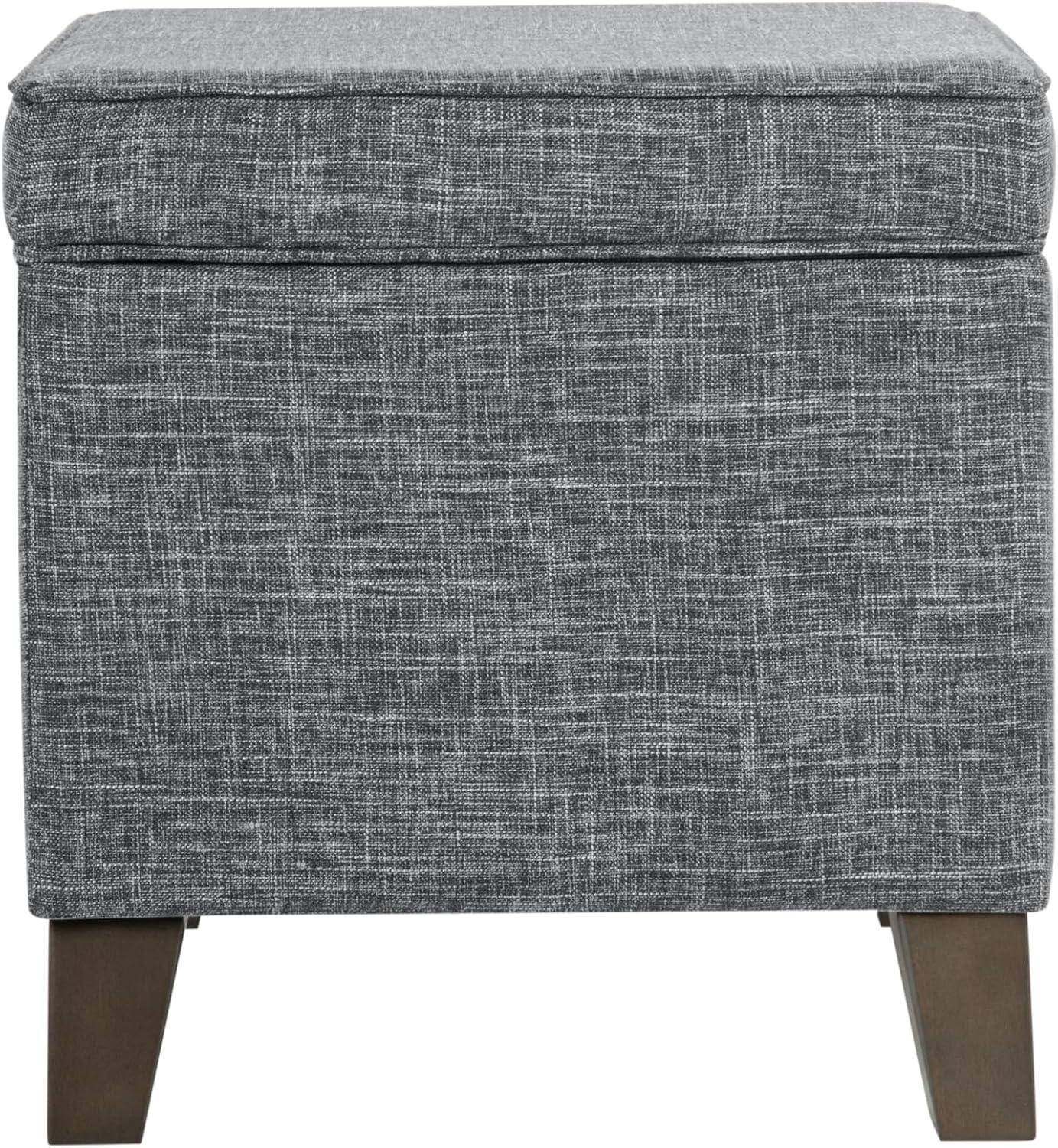 imageHomepop Home Decor Upholstered MediumRectangular Storage Ottoman Hinged Lid Ottoman with Storage for Living Room amp Bedroom Tan LinenGrey