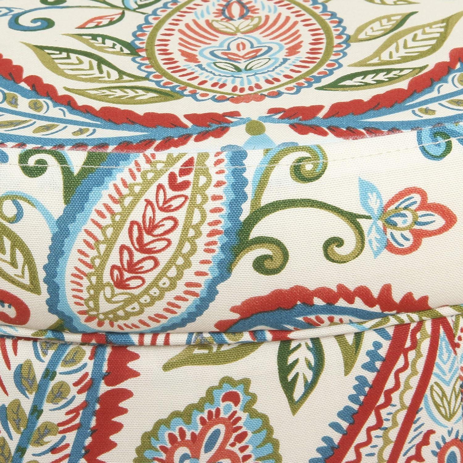 imageHomepop Home Decor Upholstered Round Storage Ottoman Ottoman with Storage for Living Room amp Bedroom Bold Paisley Large