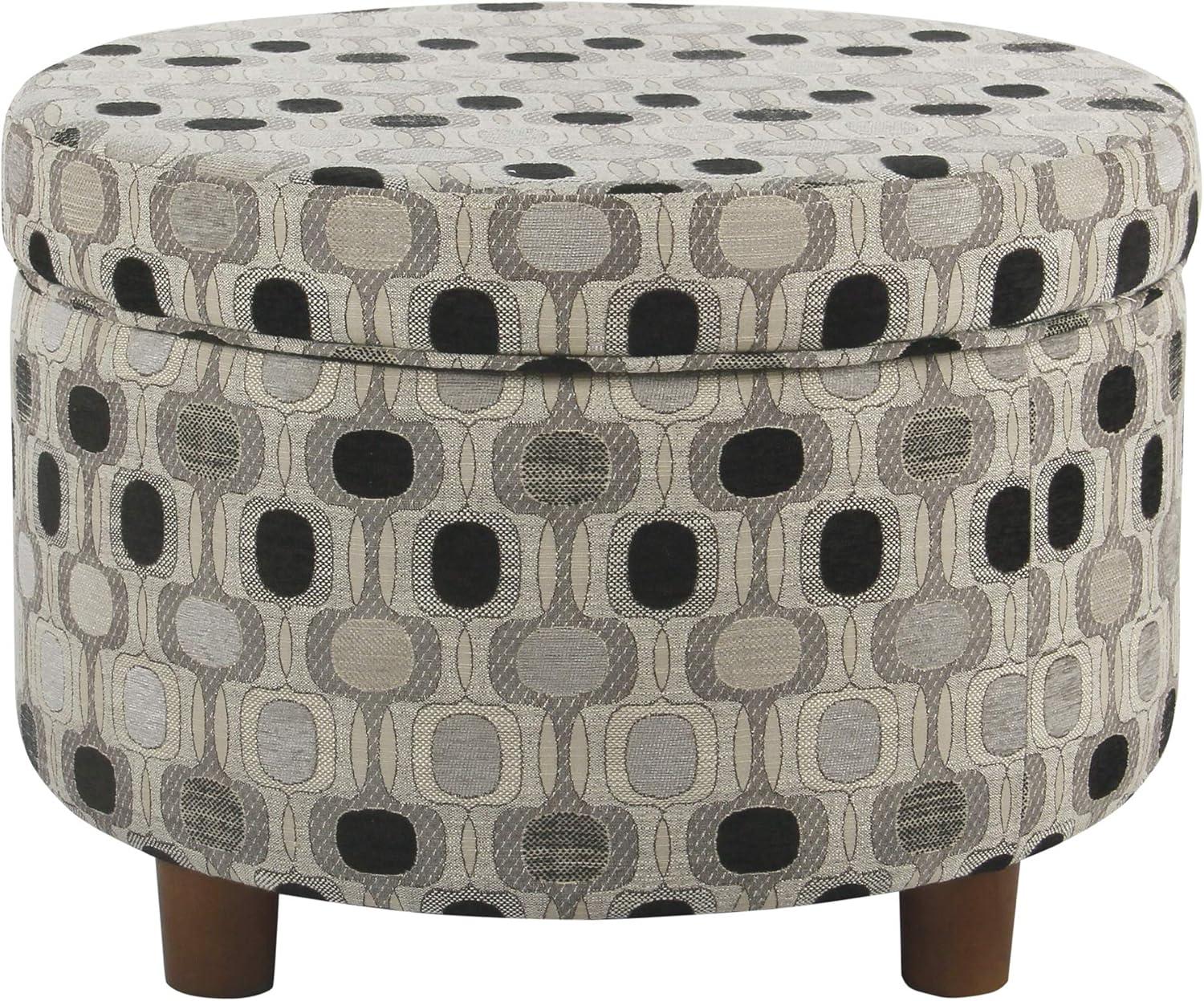imageHomepop Home Decor Upholstered Round Storage Ottoman Ottoman with Storage for Living Room amp Bedroom Brown Medallion LargeBlack Geometric