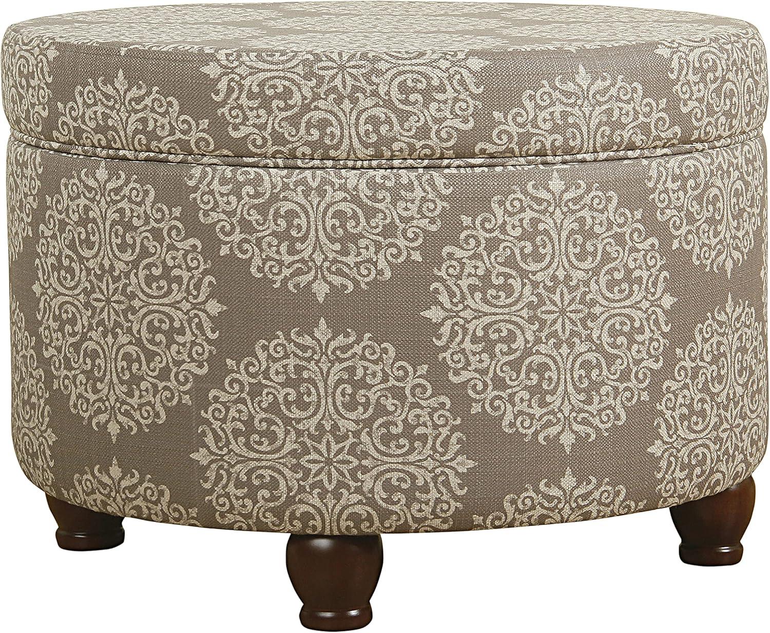 imageHomepop Home Decor Upholstered Round Storage Ottoman Ottoman with Storage for Living Room amp Bedroom Brown Medallion LargeBrown