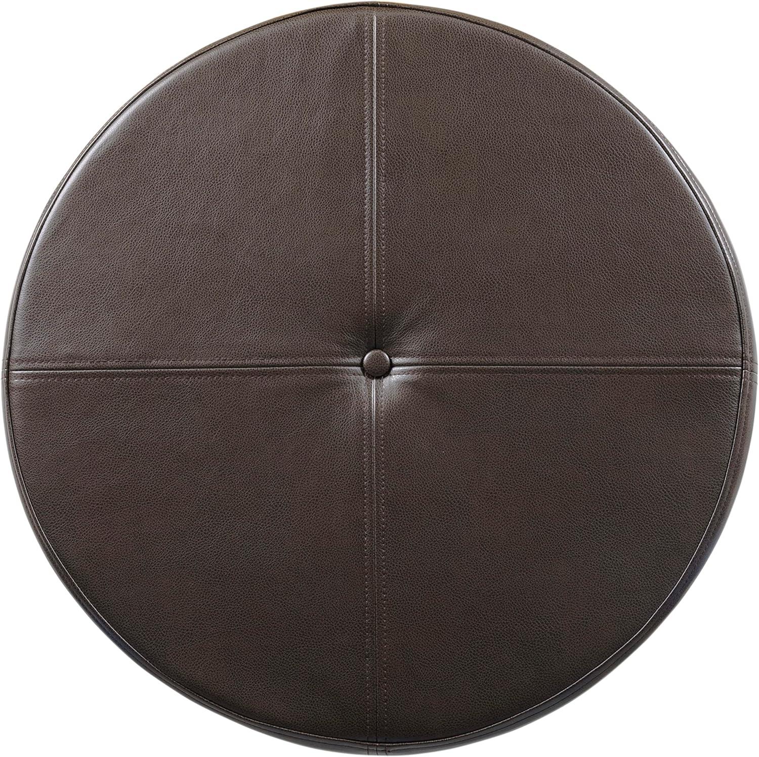 imageHomepop Home Decor Upholstered Round Storage Ottoman Ottoman with Storage for Living Room amp Bedroom Brown Medallion LargeBrown Faux Leather